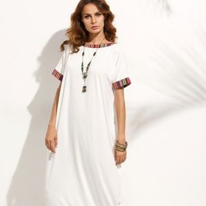 Contrast Striped Trim Full Length Dress